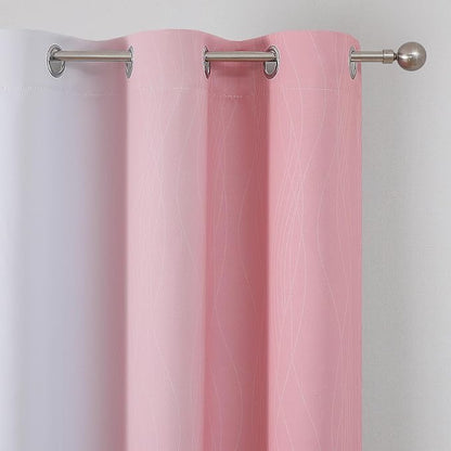 Pink and Greyish White Ombre Blackout Curtains 63 Inches Long - Image 4