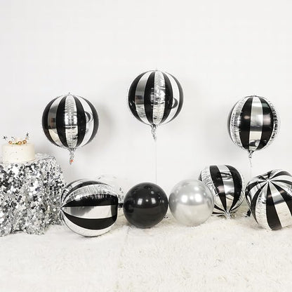 6Pcs Stripe Round Foil Balloons, Giant 4D Round Ball Balloon 22 Inch - Image 3