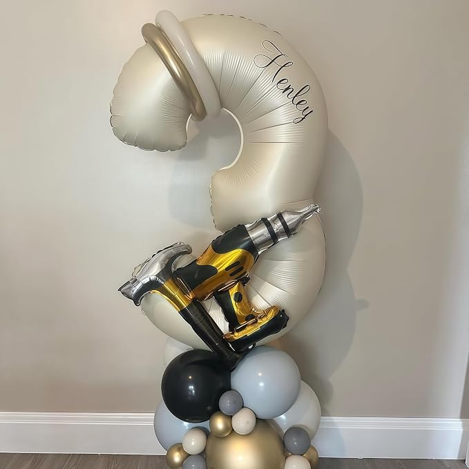 Cream Number 7 Balloons, 40 Inch 7 Balloons Giant Helium Foil Mylar Beige 7 - Image 6