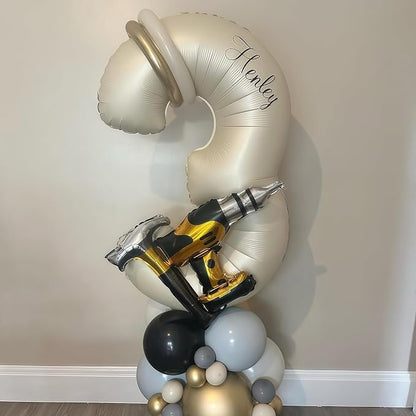 Cream Number 13 Balloons, 40 Inch 13 Balloons Giant Helium Foil Mylar Beige 13 - Image 3