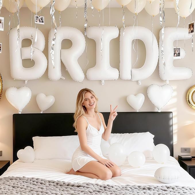 40inch White BRIDE Letter Balloons, Giant White Bride Foil Helium Balloon Banner by Dagelar