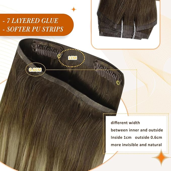 Full Shine Clip in Extensions Balayage Brown Seamless Hair Extensions Clip ins Medium Brown Ombre Honey Blonde Clip in Hair Extension Softness 16 Inch 8PCS 120G