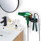 Hair Dryer Holder, Hair Straightener Holder Wall Mount, Hair Tool Organizer, Hairdryer and Straightener Holders, Adhesive Hair Tool Storage for Blow Dryer, Curling Iron, Flat Iron Stand (Black)