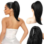 Ponytail Extension – 16” Claw Clip in Ponytail Hair Extensions Natural Soft Synthetic High Pony Tail Hairpieces for Women (Black, 16 inch)