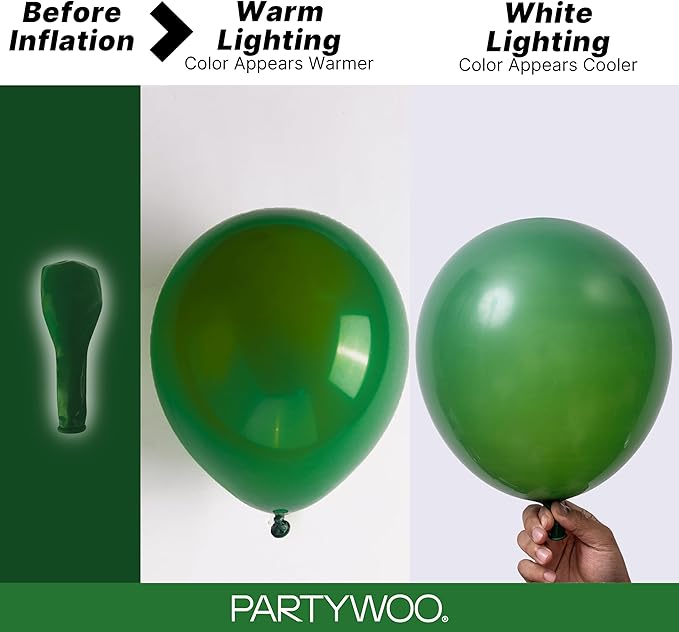 PartyWoo Dark Green Balloons 127pcs Emerald Hunter Forest Green Color | - Image 3