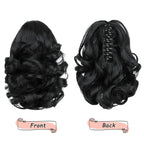 Ponytail Extension, Clip on Ponytails for Women, 9" Claw Clip in Short Curly Wavy Pony Hair Extension for Women - Black