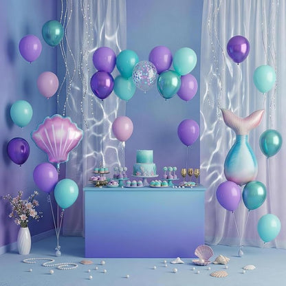Mermaid Balloons, 12 Inch Pastel Pink Metallic Purple Teal Balloons - Image 8