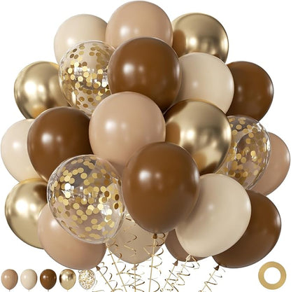 Brown and Gold Balloons for Bear Baby Shower Gender Reveal Decorations | 60Pcs by JOYFLOAT