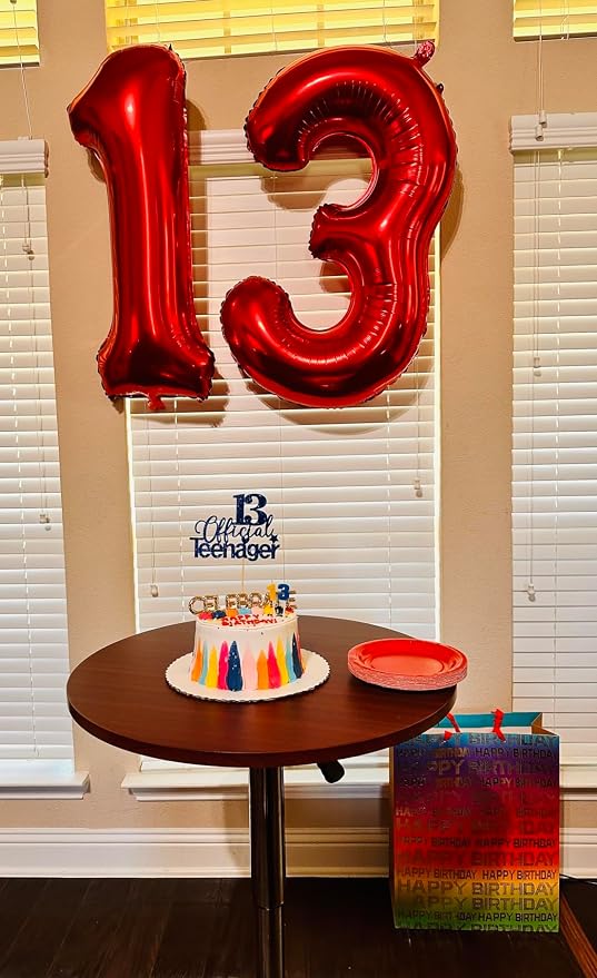 3 Balloon Numbers Party Decorations, 40In Red Balloons - Image 4