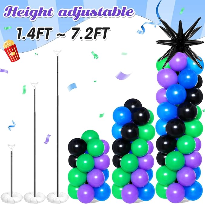 2 Set Blue Black Purple Toy Inspired Cartoon Balloon Column Stand Kit - Image 6