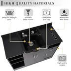 Shampoo Backwash Station for Salons,Salon Station with Shampoo Bowl & Storage Layer, Drawer,10V Outlets, USB Port, Faucet Sprayer, Salon Equipment for Spa Beauty, Black Color