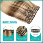 SURNEL Clip in Hair Extensions Balayage Golden Brown to Honey Blonde Clip in Hair Extensions Real Human Hair 22 Inch 6pcs 120g(#10/27/27,22'')