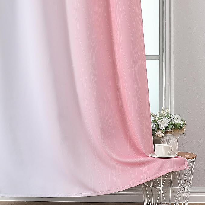 Pink and Greyish White Ombre Blackout Curtains 72 Inch Long - Image 6