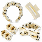 7 Pcs Spa Set, Facial Headband and Wristband Set, Skincare Accessories, College Style Girl Idea Gifts, Hair Accessories for Women and Girls（Leopard）