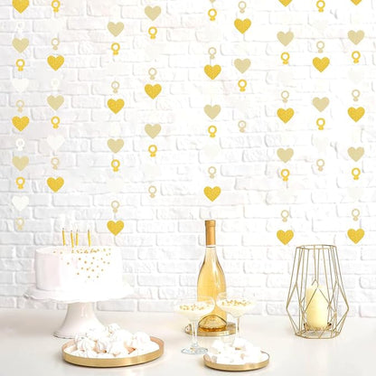 Engagement Bachelorette Party-Decorations White-Gold Garland - 52Ft Heart Ring - Image 4