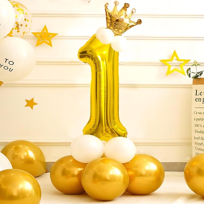 40 Inch Gold Number Balloons, Helium Mylar Foil Number Balloons - Image 2