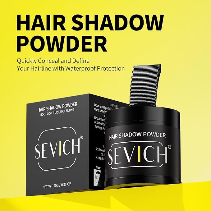 Sevich Hairline Powder 10g Large Capacity,Instantly Conceals Hair Loss,Root Touch up Powder,Hair Shadow Toppers for Women & Men Thinning Gray Hair,48H Makeup Lasting,1 Box = 2.5 Boxes,Black