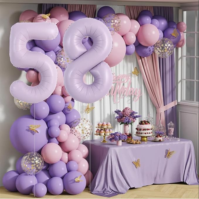 TONIFUL 40 Inch Pastel Purple Number 8 Balloon – Big Lilac Mylar Foil Number - Image 4