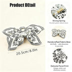 2Pcs Bow Claw Clips Boho Bandana Hair Bow Butterfly Styling Large Hair Clips for Women Large Claw Clips for Thick Hair (White+Black)