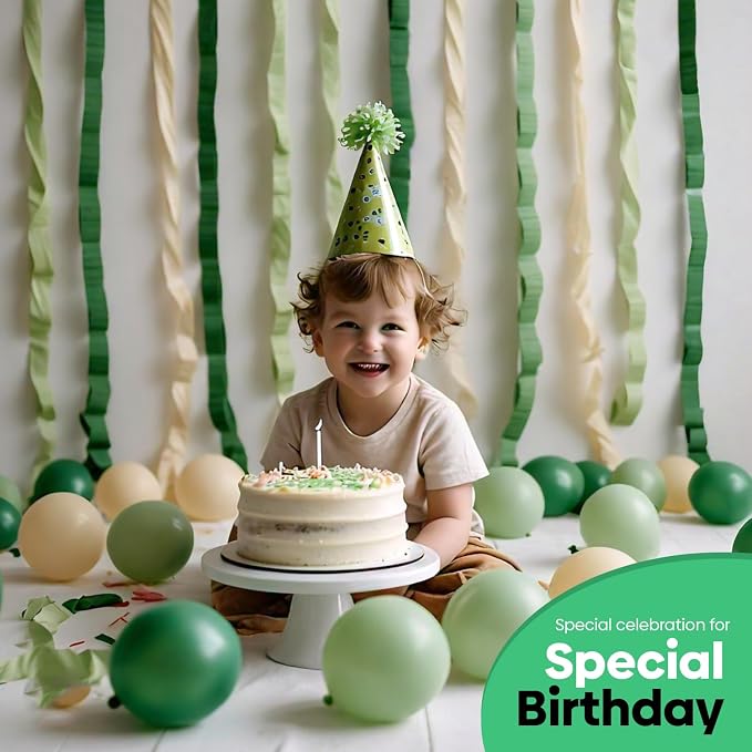 6 Green & White Crepe Paper Streamers, 492ft Pack of Party Decorations | Each - Image 6