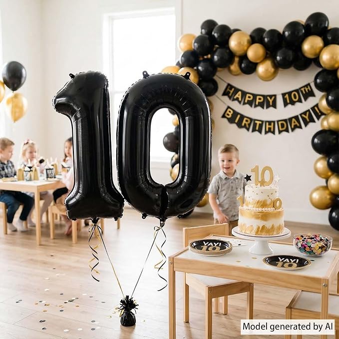Black Number 0 Balloon 40 Inch, Foil Numeral - Image 7