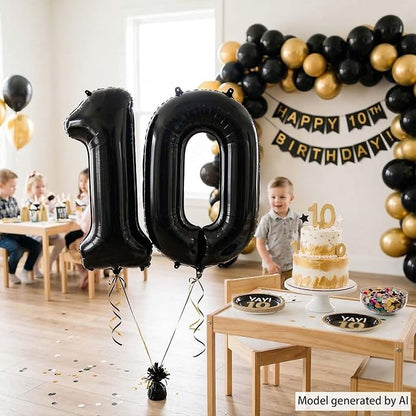 Black Number 10 Balloon 40 Inch, Foil Numeral - Image 7