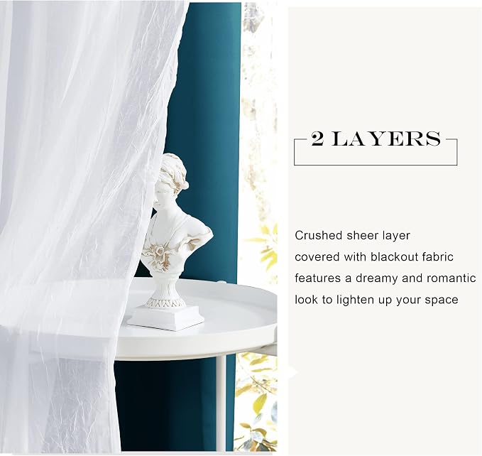 PONY DANCE 2 Layers Curtains Set, Ink Blue, 2 Panels | Room Darkening Mix & - Image 7