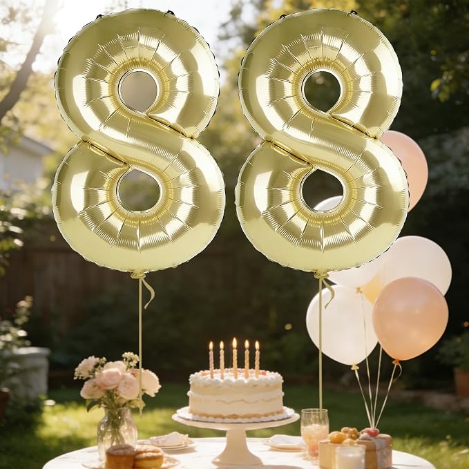 40 Inch Number 88 Balloons for 88th Birthday Party Decorations, 0-100 Champagne - Image 3
