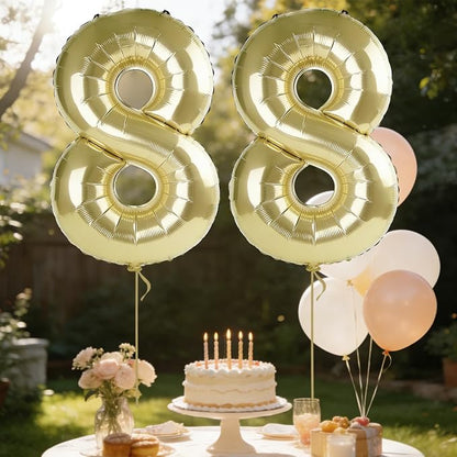 40 Inch Number 88 Balloons for 88th Birthday Party Decorations, 0-100 Champagne - Image 3