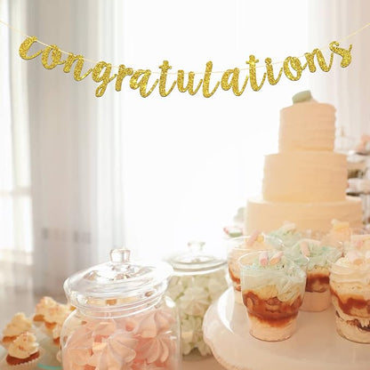 Gold Glitter Congratulations Banner - Image 6