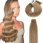 Lacer Tape In Real Human Hair Extensions, Semi-permanent Remy Human Hair for Women, 20 Pieces 50 Grams, #10 Gold Brown, 16 Inch