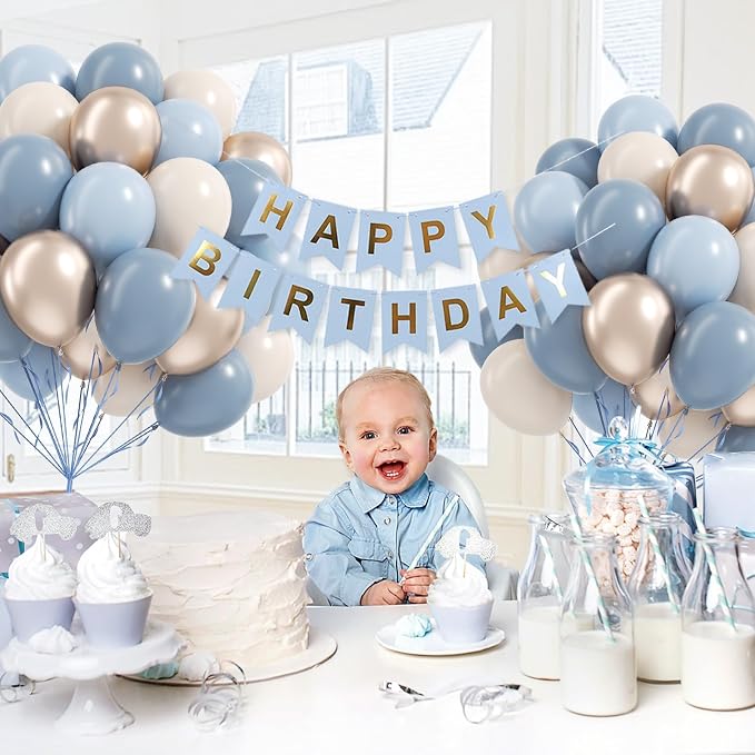 12inch Dusty Blue Balloons - Image 6