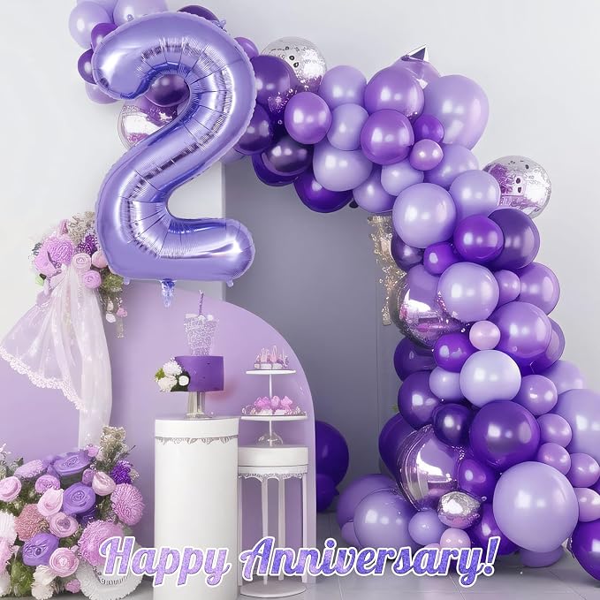 Purple Number 2 Balloon 40 Inch, Big Large Foil Helium Number Balloons - Image 6