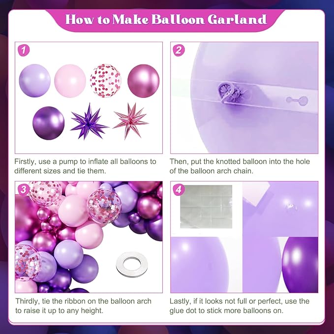 Pink and Purple Balloons Arch Kit - Image 5