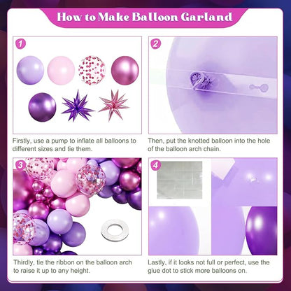 Pink and Purple Balloons Arch Kit - Image 5