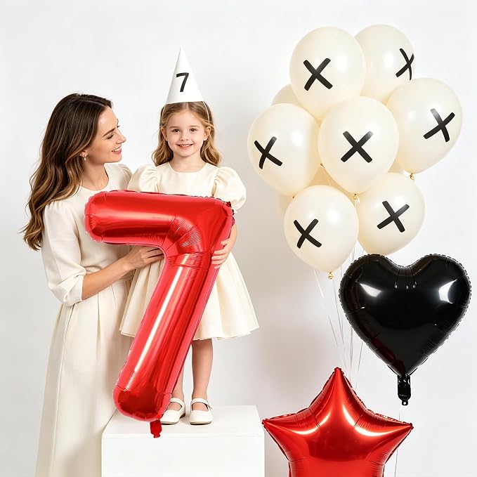 TONIFUL 7th Birthday Balloons Kit 40 Inch Red Large Number 7 Foil Balloon | - Image 5