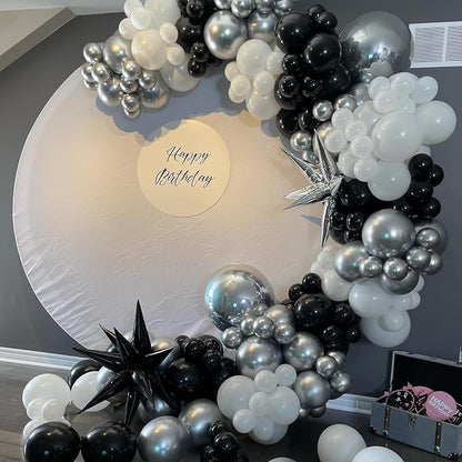 Black and Silver Balloons, Baby Shower, and Silver Theme Party Decoration - Image 6