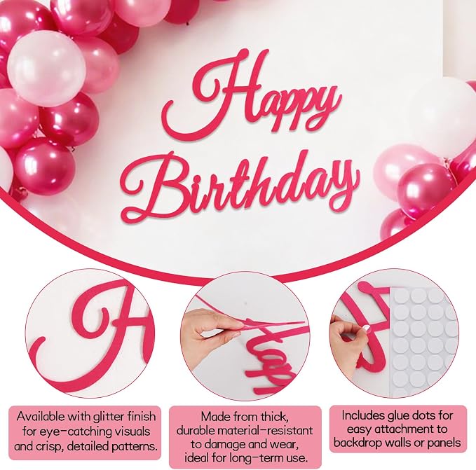 TONIFUL Happy Birthday Sign for Backdrop - Image 3