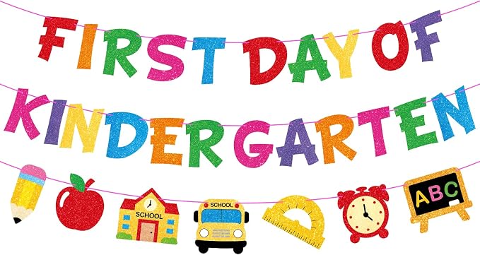 First Day Of Kindergarten Banner Decor, Back To School Kindergarten Garland by Sereliy