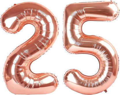 Number 25 Balloons 40 Inch for 25 52 Birthday Party Decorations, Rose Gold | by Mluchee
