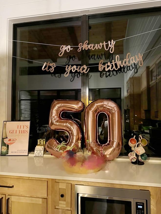50 Balloons Number for 50th Birthday Decorations Women Men, Rose Gold | 40In - Image 2