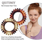 16Pcs Spiral Hair Ties, (Amber) Hair Elastic Coils for Women and Girls, Waterproof Phone Cord Hair Scrunchies Accessories Bands for Ponytails and Updos