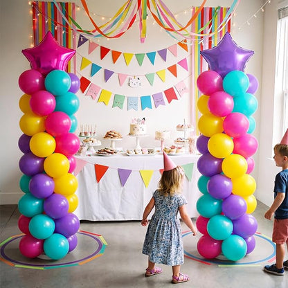 Jenaai 2 Set 163 Pcs Dollhouse Birthday Party Balloon Column Stand Kit | Purple - Image 8