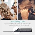 MODENGKONGJIAN 6 Packs Hair Rat Tail Combs Parting Rattail Combs Carbon Fiber Heat Resistant Teasing Combs with Stainless Steel Pintail for Women,Girls