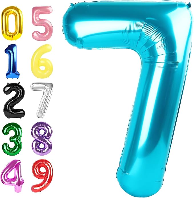 6 Balloon Number 40 Inch Light Blue by Argthjy