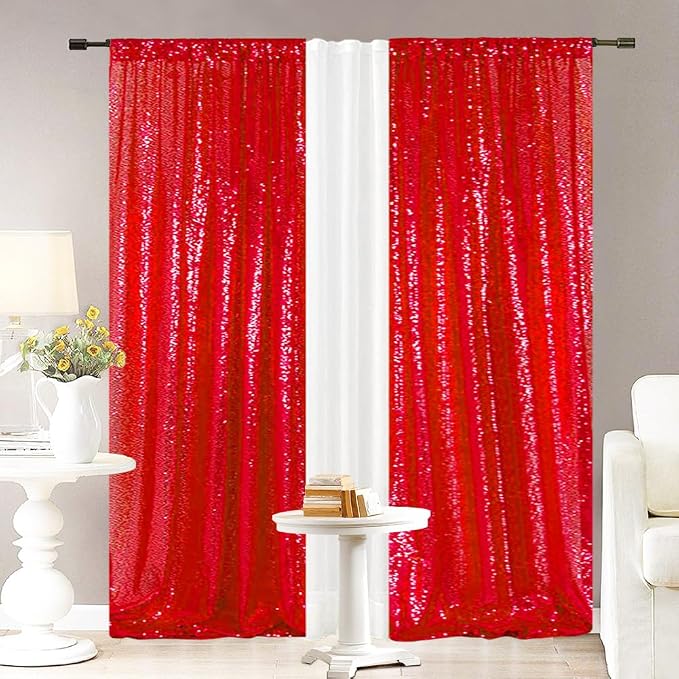 Eternal Beauty Red 3mm Sequin Backdrop 2x8 Ft 2 Pack Wedding | Dense Sparkle - Image 4