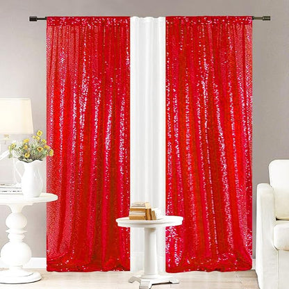 Eternal Beauty Red 3mm Sequin Backdrop 2x8 Ft 2 Pack Wedding | Dense Sparkle - Image 4