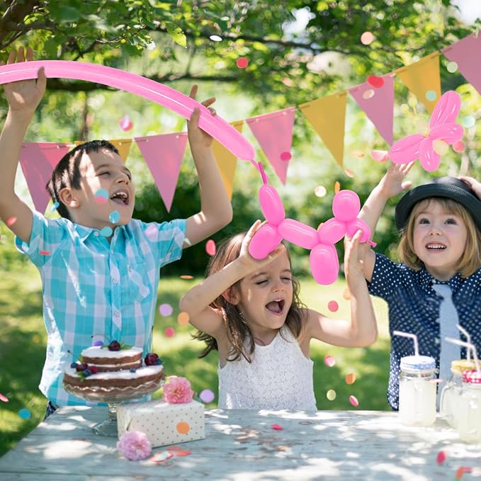 Pink 260 long Balloons 100 Pack Matte Pink Modeling Long Magic Balloons - Image 7