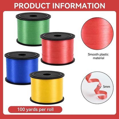TONIFUL Red Green Yellow Blue Curling Ribbon Balloon String Gift Wrapping | 400 - Image 2