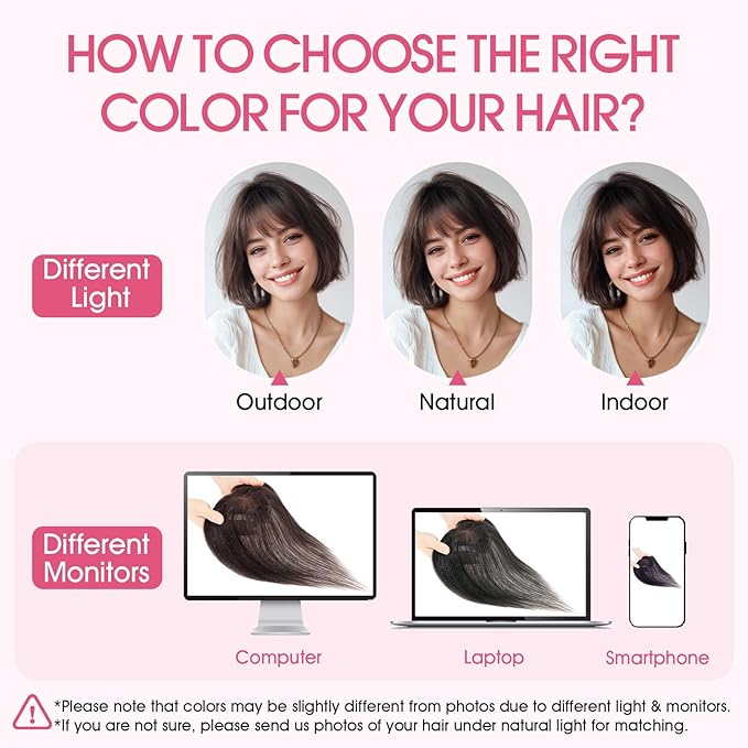 Hairro Human Hair Toppers with Wispy Bangs, 3D 360° Seamless Real Hair Toppers, Hand-Tied with 3.5"x4.7" T-shaped Base, Clip-In Hairpieces to Add Volume on Top, 11 Inch Medium Brown Mix Dark Blonde